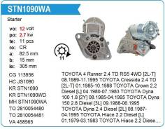 ������� Toyota 2L ������� 11T, 2,7kw MH Hiace LH106, 116 Motorherz STN1090WA ����