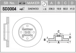 ���� ��������� �������� (236,3�19,9) 4 ��� Sangsin Brake SD3004 SD3004 ����