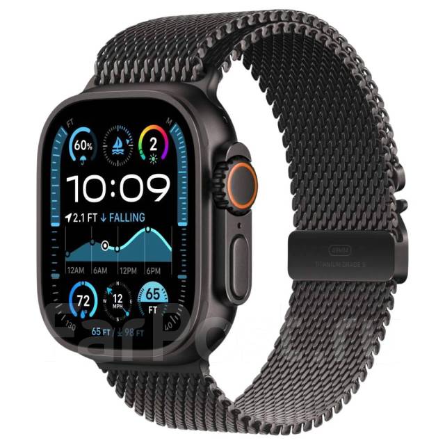 Часы Apple Watch Ultra 2 49mm Black Titanium! Black Milanese Loop! iOn ...