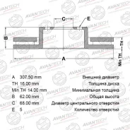 ���� ��������� BR0218S ��� Nissan ������ ������������� Avantech ����� 43206-CA000 43206-CK000 43206-WL000 GR-20116 BR0218S RN1185 ������ 307.5-16-62-6...