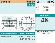 ������ (�-� 4��) 0,50 3S-FE RAV4 SXA10 94-00 86/1,5/1,5/4 d=22 Teikin 46621050 46621050 ����
