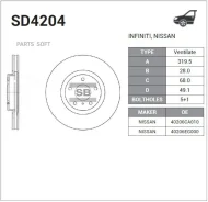 ���� ��������� Nissan Murano 3.5 05/Infiniti FX35/FX45 05 �������� ����. SD4204 SD4204 ����