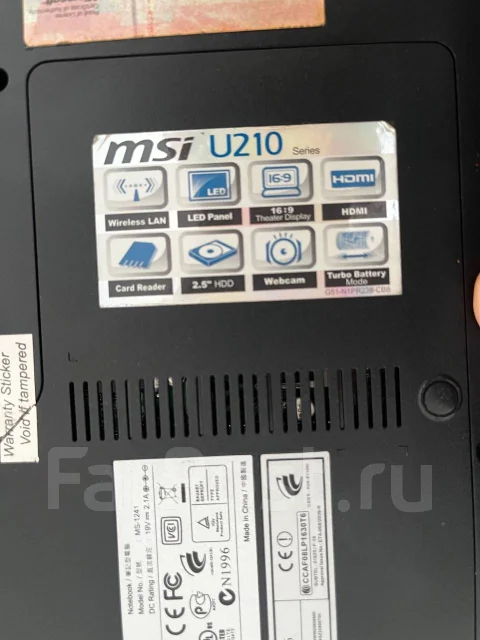 MSI Wind12 U210. 16.9", 1,6����, ��� 2048 ��, ���� 300���, WiFi: 1, Bluetooth: 1, ����������� �� 1��. ����