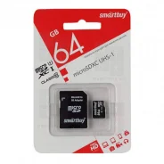 ����� ������ MicroSDXC 64GB Class 10 Smartbuy UHS-I + SD ������� ����