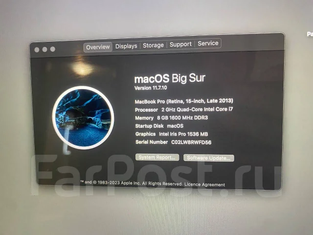 Apple MacBook Pro 15 2013 Late. 15", 2����, ��� 8 ��, ���� 500���, WiFi: 1, Bluetooth: 1, ����������� �� 5��. ����