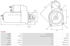 ������� Hyundai Elantra 00-09 / Sonata 93-98 (0,9 kW/ Z=8/ Valeo) S3118S ����
