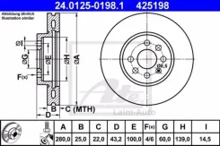 ����. ���� ���. [280x25] 4 ���. OPEL Astra 1.2-2.0 03.04- 24012501981 ����