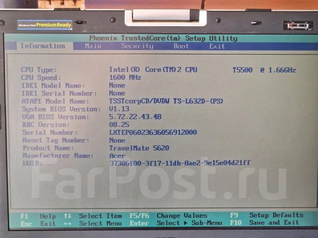 Acer TravelMate 5620. 1,7����, ��� 1024 ��, WiFi: 1, Bluetooth: 1 ����