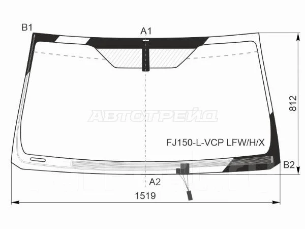 Стекло лобовое (Обогрев щеток) Toyota Land Cruiser Prado (J150) 09-24