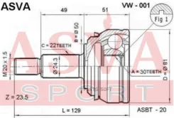 ���� �������� 30x50x22 ASVA VW-001 VW001 ����