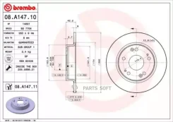 ���� ��������� ������! Honda Civic VII 1.3/1.4/1.8/2.2CTDi 06 Brembo 08A14710 08. A147.10 08A14710 ����