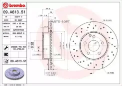 ���� ��������� ��������! ��������������� MB W204/S204/A207/C207 2.0-3.0/2.0-2.5CDi 07 Brembo 09A61351 09. A613.51 09A61351 ����