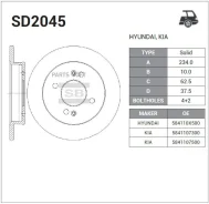 ���� ��������� ������! Hyundai i10 1.0-1.2 08, KIA Picanto 1.0-1.2 04 Sangsin Brake SD2045 SD2045 ����