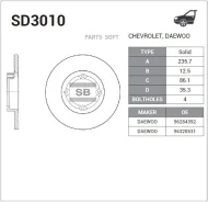 ���� ��������� �������� (235,7�12,5) 4 ��� Sangsin Brake SD3010 SD3010 ����