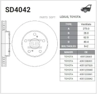 ���� ��������� ��������! Toyota Avensis/Camry all 93 Sangsin Brake SD4042 SD4042 ����