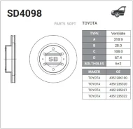 ���� ��������� ��������! Toyota Land Cruiser 100 4.2TD/4.7 98 Sangsin Brake SD4098 SD4098 ����
