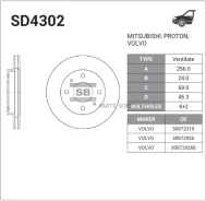 ���� ��������� ��������! Mitsubishi Galant/Carisma 1.6/1.8/2.0TDi 92-06 Sangsin Brake SD4302 SD4302 ����