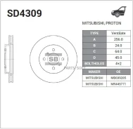 ���� ��������� ��������! Mitsubishi Colt/Lancer 1.8 GTi 16V 92-96 Sangsin Brake SD4309 SD4309 ����