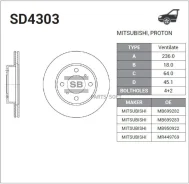 ���� ��������� ��������! Mitsubishi Colt/Lancer/Carisma 1.3/1.6 91 Sangsin Brake SD4303 SD4303 ����