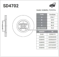 ���� ���������! Subaru Forester (SF) 97-02 Sangsin Brake SD4702 SD4702 ����