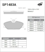 ������� �������� ��������! Renault Laguna 1.9DCi/Megane 1.8i/1.9DCi 99-02 Sangsin Brake SP1483A SP1483A SP1483A ����