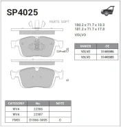 ������� �������� �.! Volvo XC60 2.0/2.4D 16 Sangsin Brake SP4025 SP4025 SP4025 ����