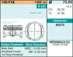 ������ (�-� 4��) STD 1Nzfxe Corolla, Fielder, Auris #ZE12# 75/1/1,2/2 d=18 46370STD ����