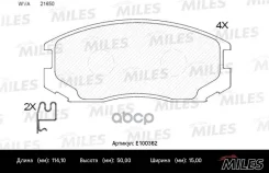 ������� ��������� �������� Mitsubishi COLT/Lancer 1.3-1.6 88-03 (����� Semi-Metallic ISO 9001 ). Miles ���. e100362 E100362 ����