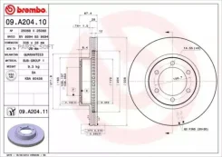 ���� ��������� ��������! Toyota Land Cruiser 4.0/3.0D-4D 03 Brembo 09A20411 09. A204.11 09A20411 ����