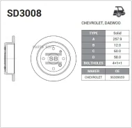 ���� ��������� ������! Chevrolet/Daewoo Evanda 2.0 02-06 Sangsin Brake SD3008 SD3008 ����