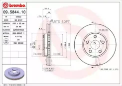 ���� ��������� (�������) Toyota Allion (T240) 01-07 / Caldina 92-02 Brembo 09.5844.10, �������� 09584410 ����