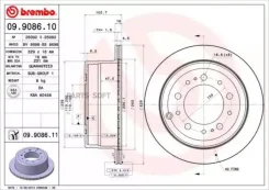 ���� ��������� (�����) Toyota Land Cruiser (J100) 98-07 / Lexus LX 98-07 Brembo 09.9086.10, ������ 09908610 ����