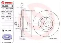 ���� ��������� (�������) Nissan Juke 10-20 / Qashqai+2 08-14 Brembo 09. B354.10, �������� 09B35410 ����
