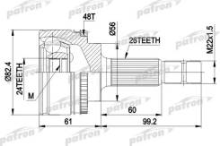   - 26x56x24 ABS:48T Toyota: Avensis 99-03, Avensis Liftback 99-03, Avensis Station Wagon 99-03, Avensis Verso 01- Patron PCV3445 PCV3445...