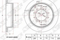 ���� ��������� (���) Toyota Land Cruiser (J200) 07-21 / Lexus LX 07-23 SAT ST-42431-60290 ST4243160290 ����