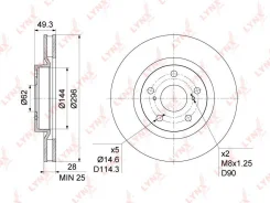 ���� ��������� Lynxauto BN1169 ������������� 296x28 BN1169 ����