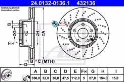 ���� ��������� MB E(W211)/S(W220) -09 ������.330x32 ��. 5 ��� ATE 24013201361 24013201361 ����