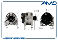 ��������� 14V 90A Skoda Octavia 1.6/ 1.8/ 2.0 96-04/ Volkswagen Golf IV 1,6/ 1,8/ 2,0 97-/ Golf V 1,6/ 2,0 06-08 AMDEL583 ����