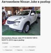 Nissan Juke. YF15003767, HR15022977C ����