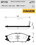 ������� ���������, �������� Hagen Sangsin Brake GP1156 GP1156 ����