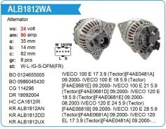 ��������� Iveco 120 EL 17 3.9 (Tector)[F4AE0481A], 24V 90A Krauf ALB1812WA ����