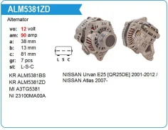��������� Nissan QR25DE Urvan E25 2001-2012 / Nissan Atlas 2007-, 12V Krauf ALM5381 ����