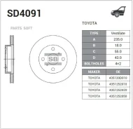 ���� ��������� ��������! Toyota Yaris 1.0-1.4D 99 Sangsin Brake SD4091 SD4091 ����