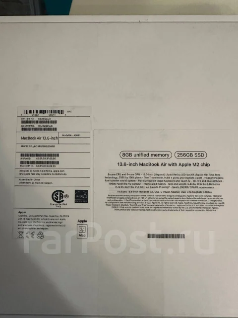 Apple MacBook Air 13 2022. 13.6", ��� 8 ��, ���� 256���, WiFi: 1, Bluetooth: 1, ����������� �� 20��. ����