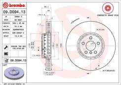 Two-piece brake disk 09d09413 Brembo 09D09413 ����