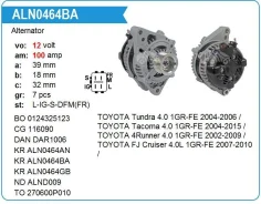 ��������� Toyota 1GR-FE Tundra, Tacoma, 4Runner, FJ Cruiser 100amp KR Krauf ALN0464ZD ����