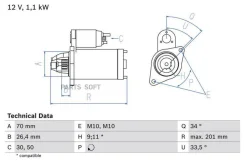 ������� 12V, 1.1KW Bosch 0986020350 - 0986020350 ����