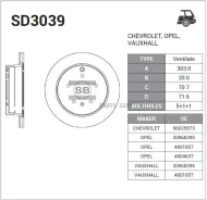 ���� ��������� ������ �����:HI-Q �������:303��. Chevrolet Captiva (C100, C140), OPEL Antara A (L07) Sangsin Brake SD3039 - SD3039 ����