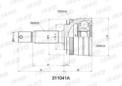 ���� ������� 25 22 ABS 44, �������� ������ ����� ��� Hyundai Accent INKO 311041A 311041A ����