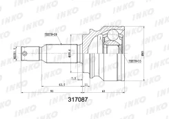 ���� ������� 28/33 �������� ������ ����� ��� Mitsubishi Lancer �����, Mitsubishi ASX 1.8 inko 317087 317087 ����